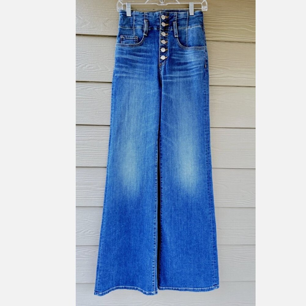 Veronica Beard Rosanna High Rise 13" Corset Hippie Wide Leg Jeans Size 27/4